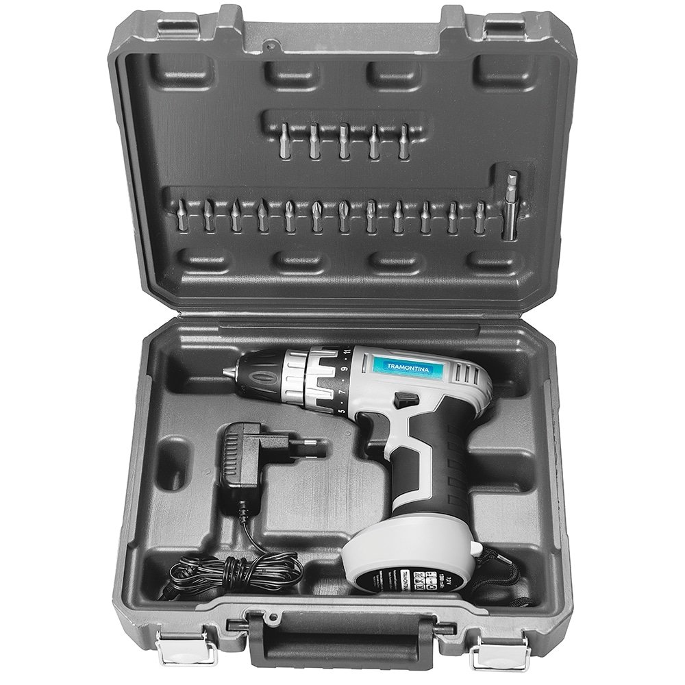 Parafusadeira Tramontina Bateria 7,2V Kit 20 Acessórios Bivolt