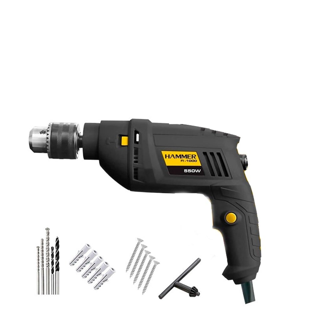 Furadeira de Impacto Hammer GYFI1000 3/8P 500W Preto/Amarelo 110V