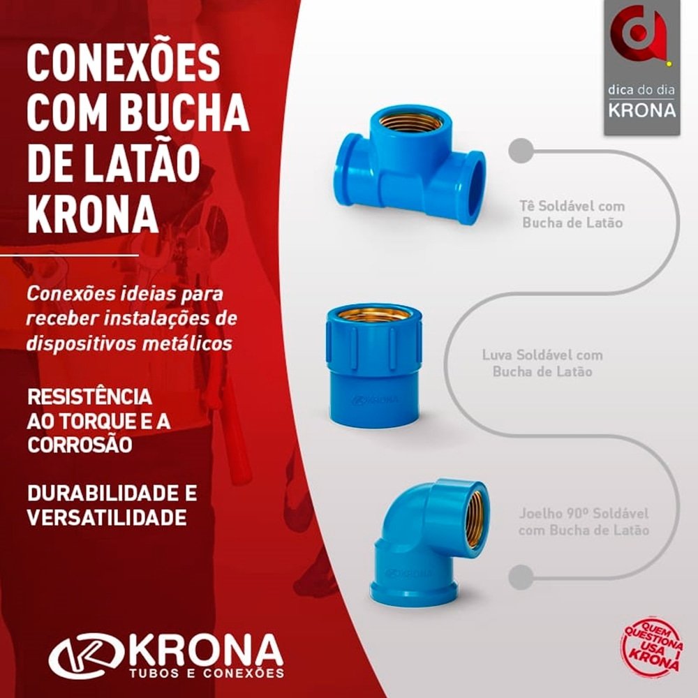 Luva Soldável Krona com Bucha Latão 25x3/4 Azul - Embalagem com 20 Unidades