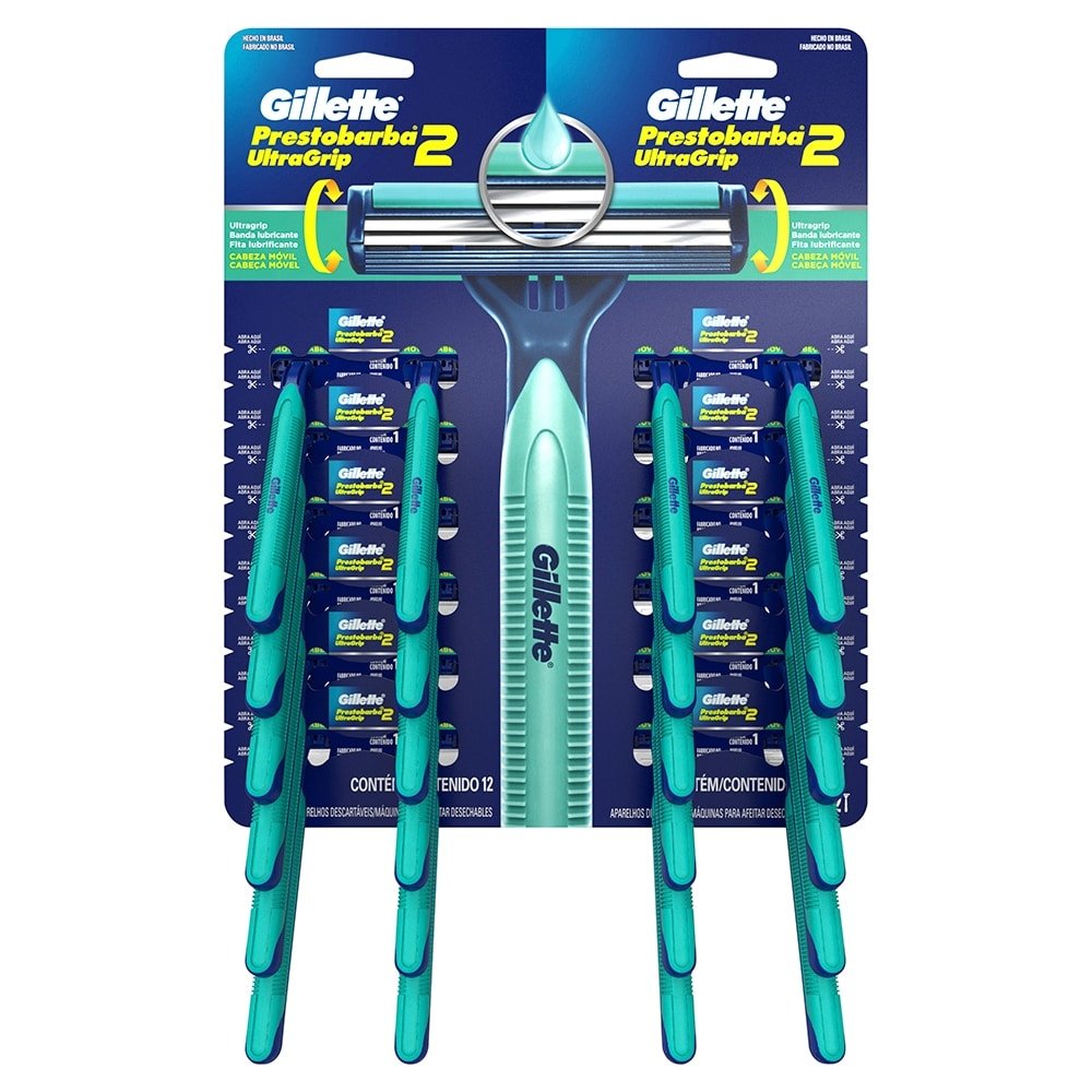 Aparelho Prestobarba Ultragrip Cabeça Móvel 12 Embalagens com 2 Unidades