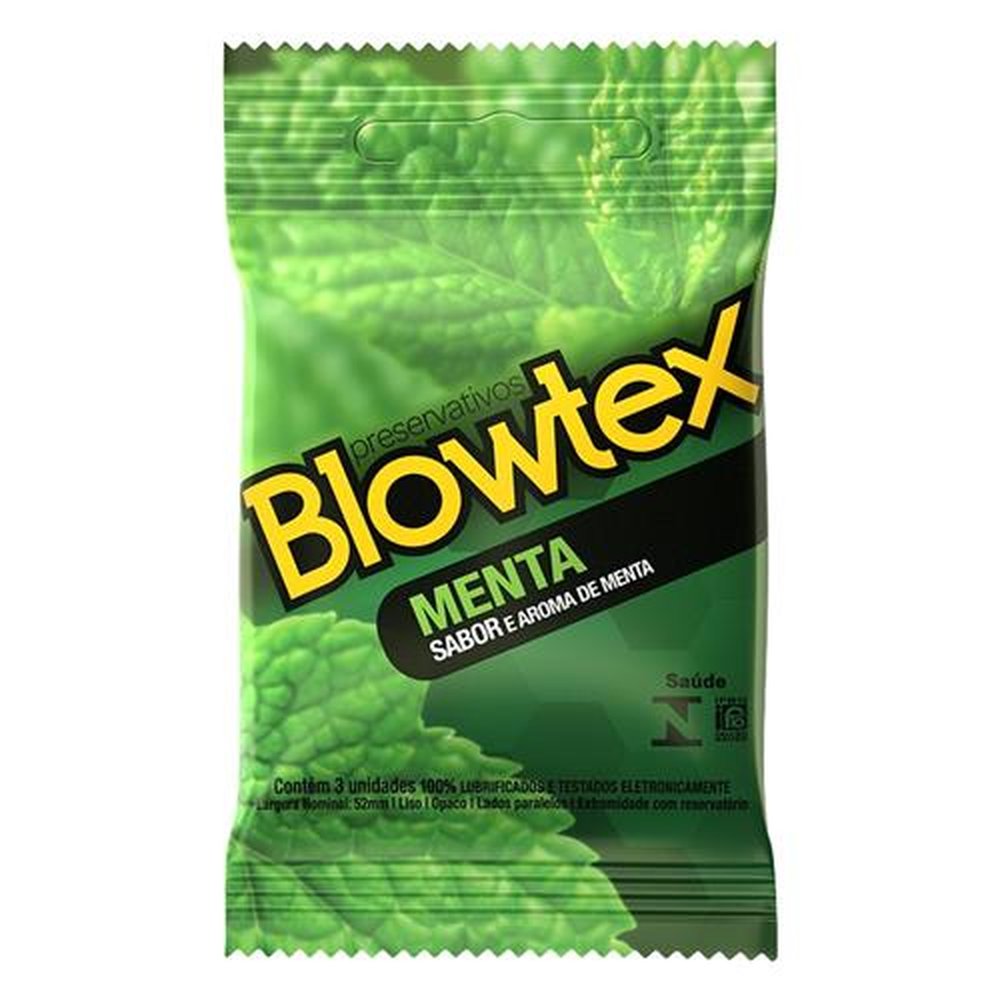 Preservativo Blowtex Lubrificado Menta - 12 pacotes c/ 3 unidades