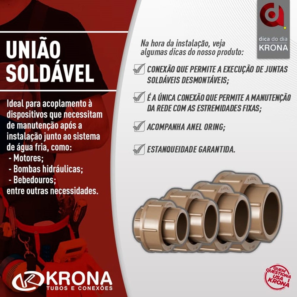 União Soldável Krona 20mm - Embalagem com 20 Unidades