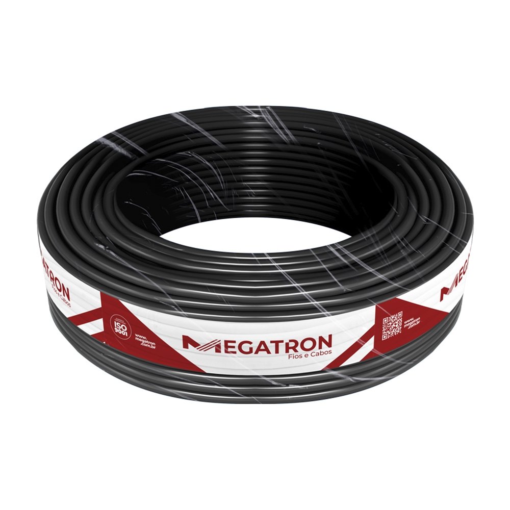 Cabo PP Megatron 3X2,5MMx100M Rolo 500V Preto