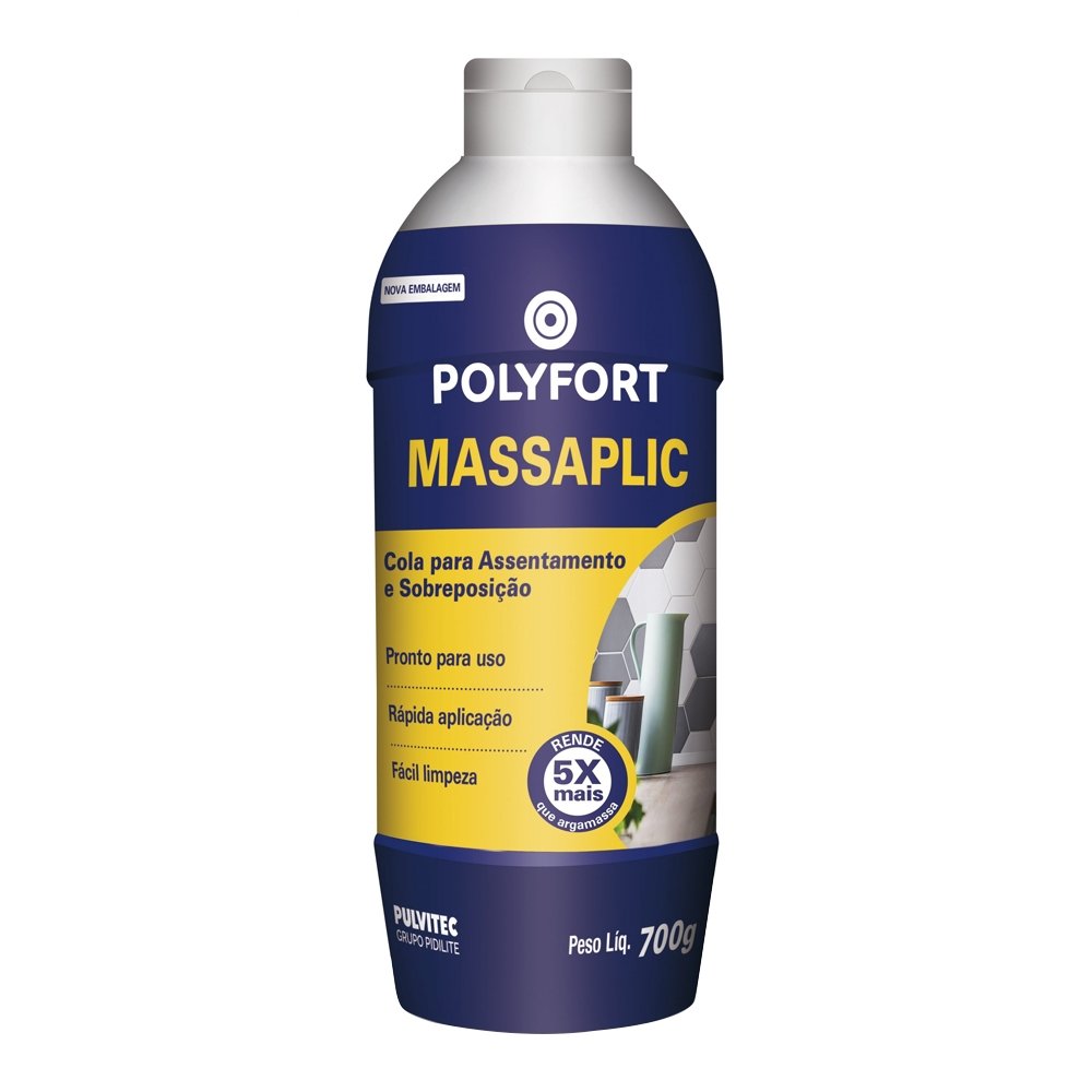 Cola Azulejo Pulvitec Massaplic 700g - Embalagem com 12 Unidades