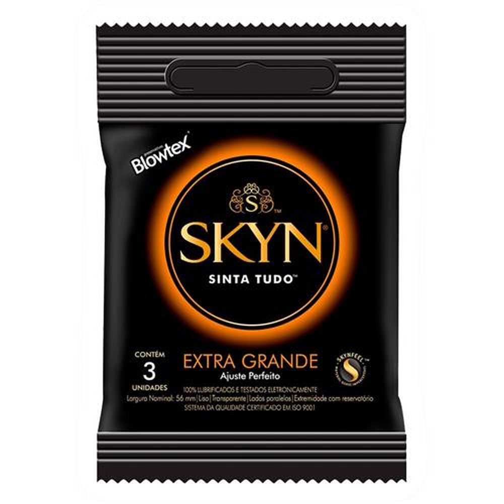 Preservativo Lubrificado Skyn Extra Grande - 12 embalagens c/ 3 unidades - Blowtex