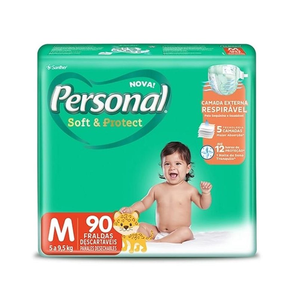 Fralda Descartável Personal Soft & Protect Tamanho M - 3 Pacotes - Total 270 Tiras