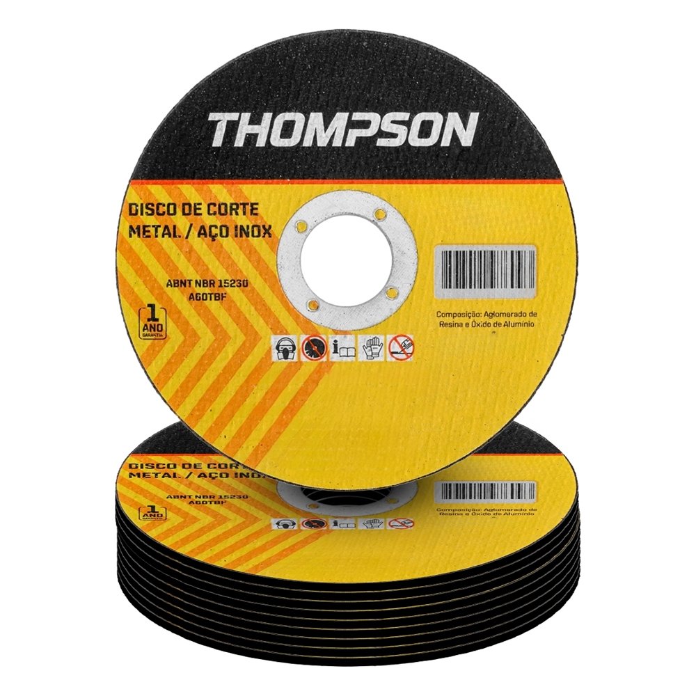 10 Discos de Corte Thompson 7P 178X1,6X22,2mm Aço/Inox