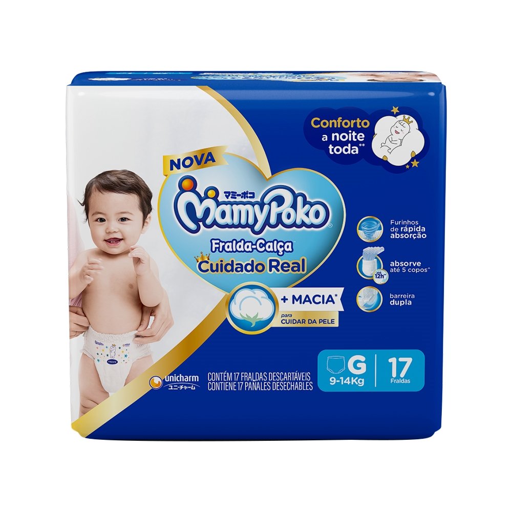 Fralda Descartável MamyPoko Calça Regular Tamanho G - 6 Pacotes com 17 Fraldas - Total 102 Tiras