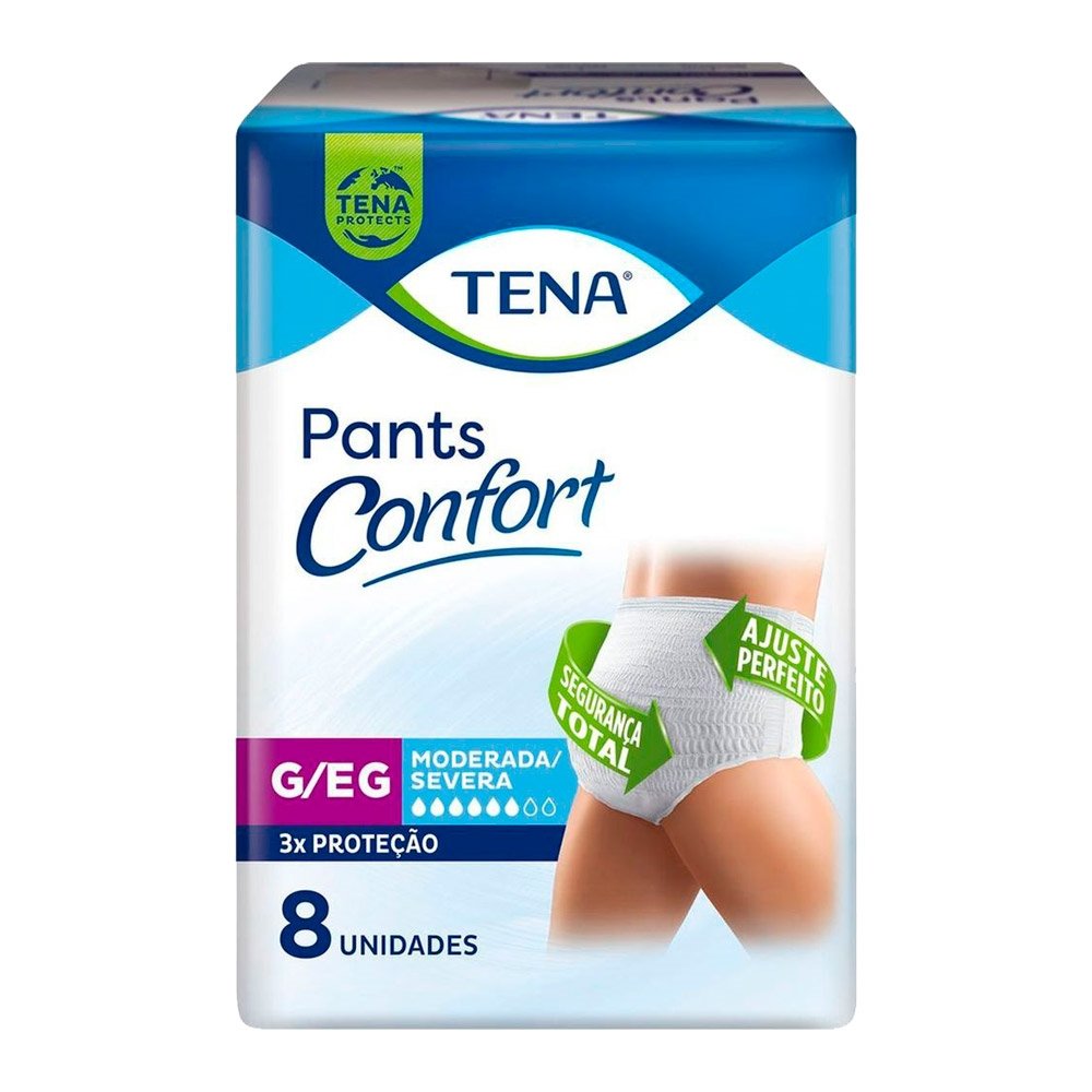 Roupa Íntima Tena Pants Confort Tamanho G/EG - 8 Pacotes - Total 64 Tiras