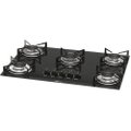 Cooktop a Gás 5 Bocas Fischer 1642, Vidro Temperado, Preto Ébano, Bivolt