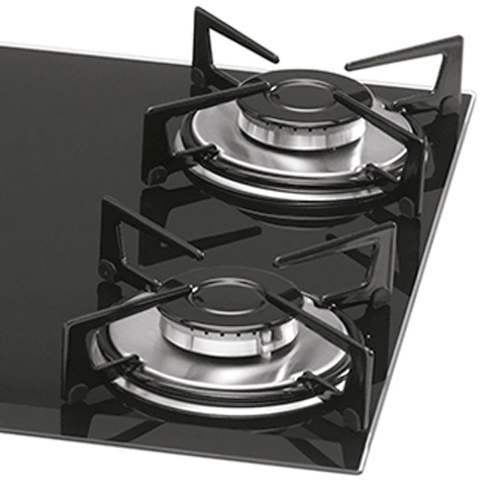 Cooktop a Gás 5 Bocas Fischer 1642, Vidro Temperado, Preto Ébano, Bivolt