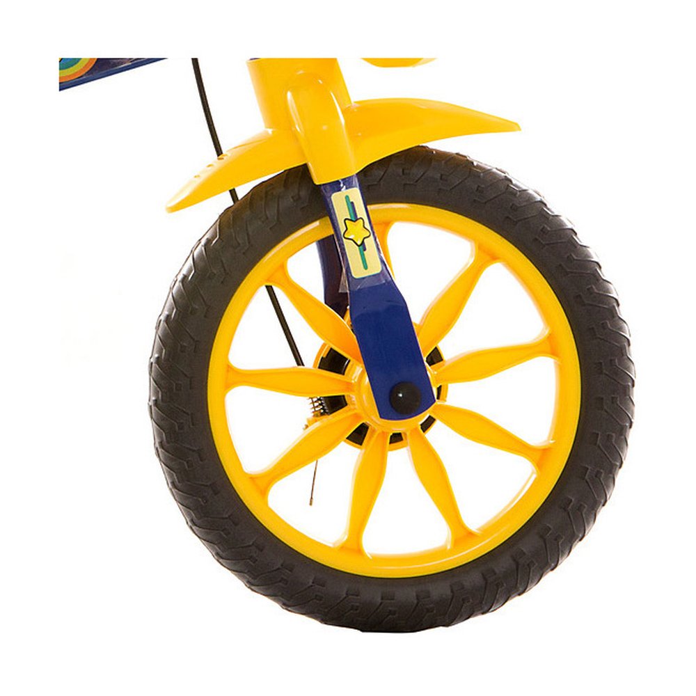 Bicicleta Infantil Track Bikes Arco Íris, Aro 12, Quadro de Aço, Azul/Amarela