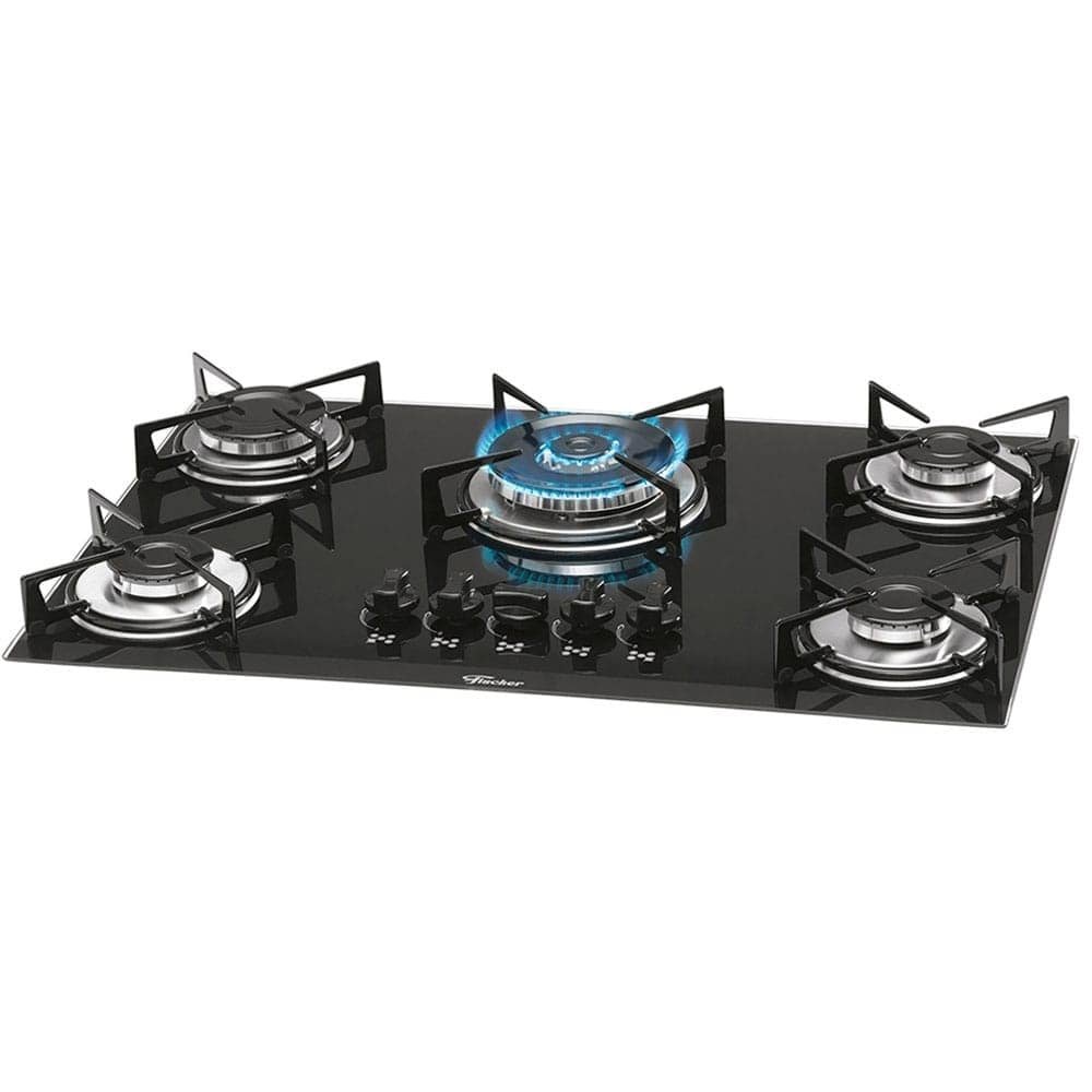 Cooktop a Gás 5 Bocas Fischer 1743, Tripla Chama, Preto, Bivolt