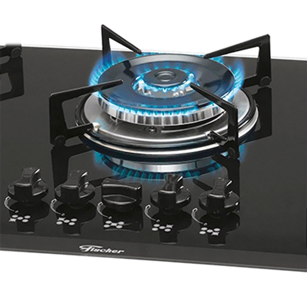 Cooktop a Gás 5 Bocas Fischer 1743, Tripla Chama, Preto, Bivolt