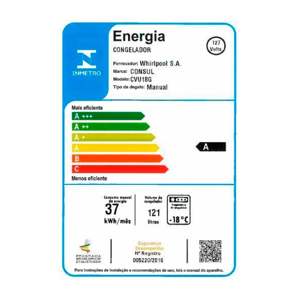Freezer Vertical Consul 121 Litros CVU18GB - Branco, 110V