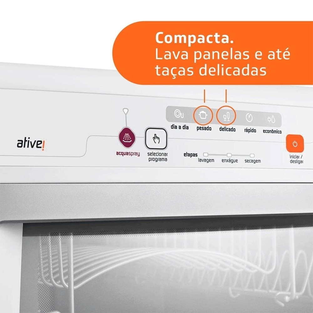 Lava-Louças Brastemp BLF08AB 8 Serviços - 5 Ciclos de Lavagem, Compacta com Ciclo Pesado, Branco, 110V