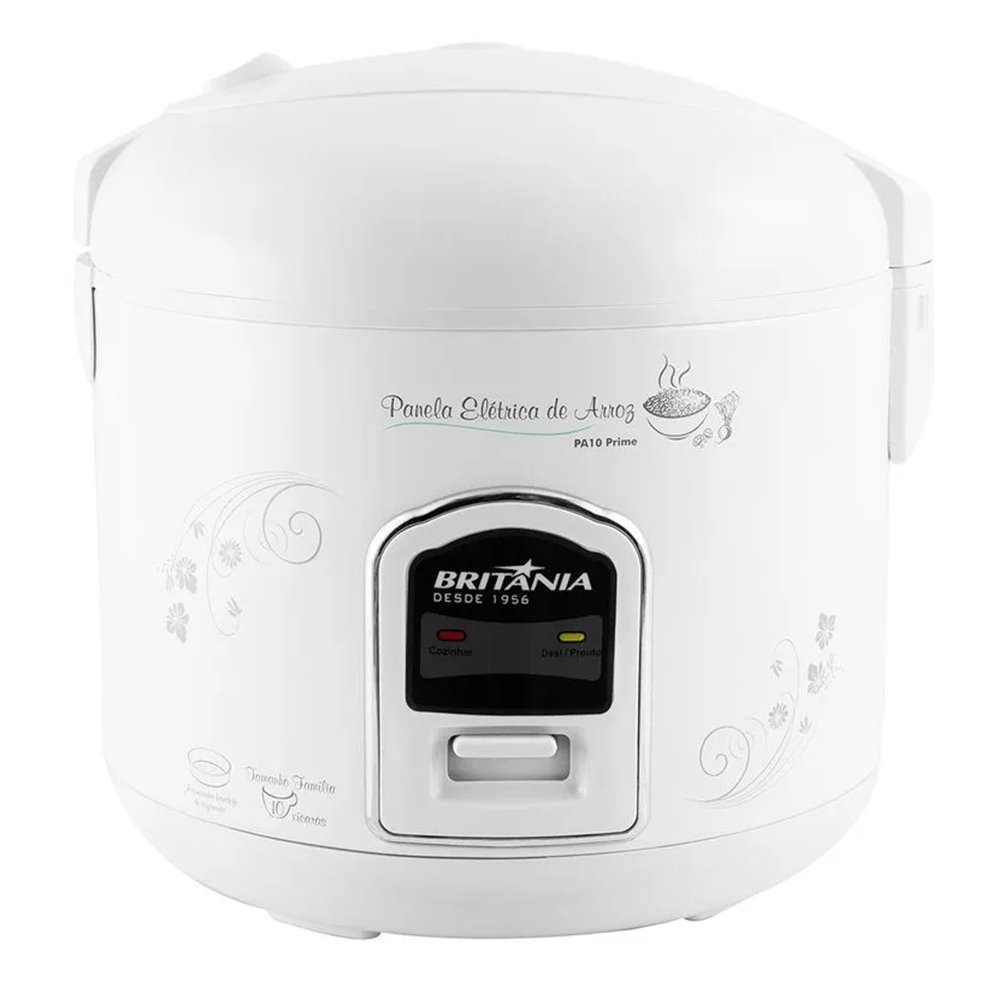 Panela de Arroz Elétrica Britânia PA10 10 Xícaras, Branca, 110V