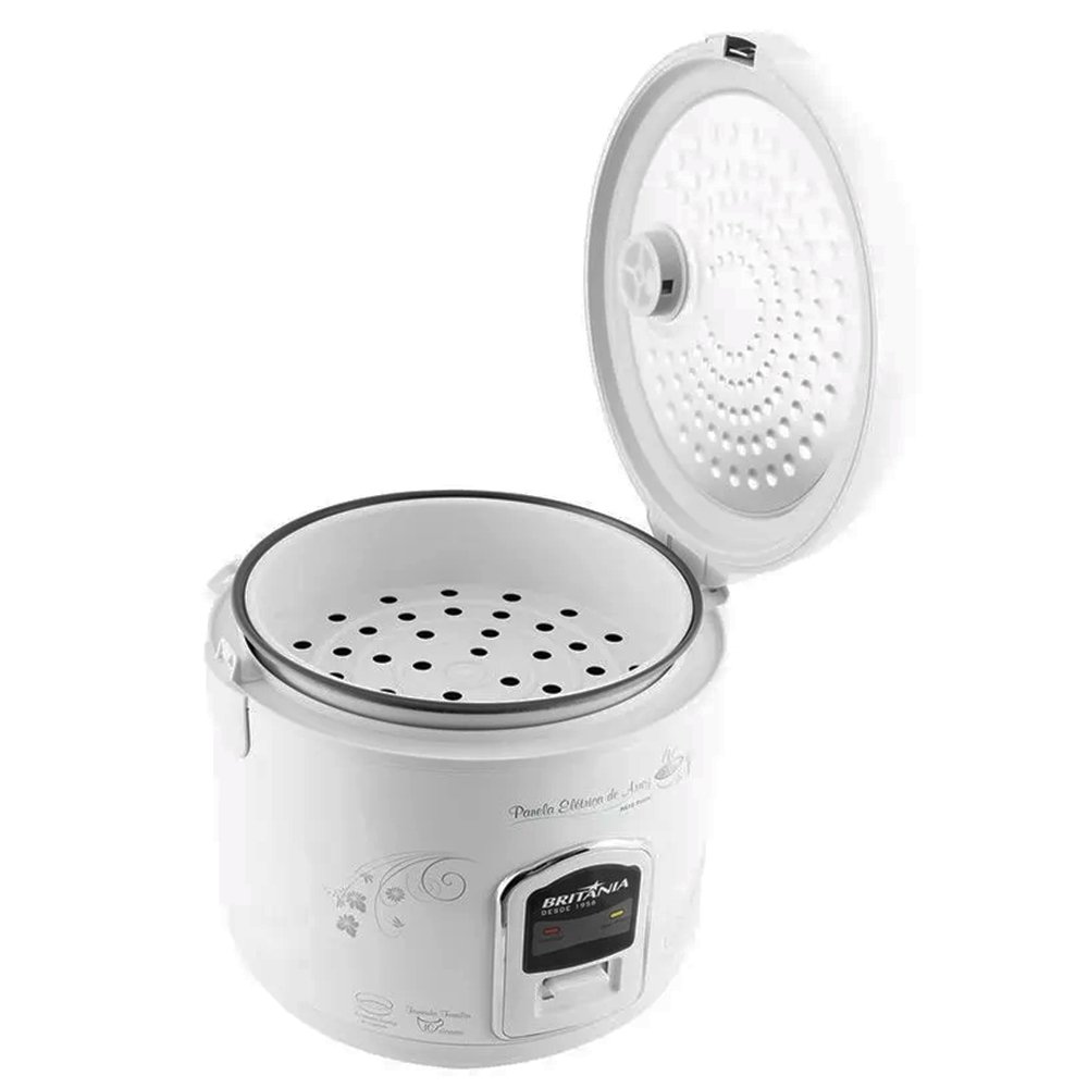 Panela de Arroz Elétrica Britânia PA10 10 Xícaras, Branca, 110V