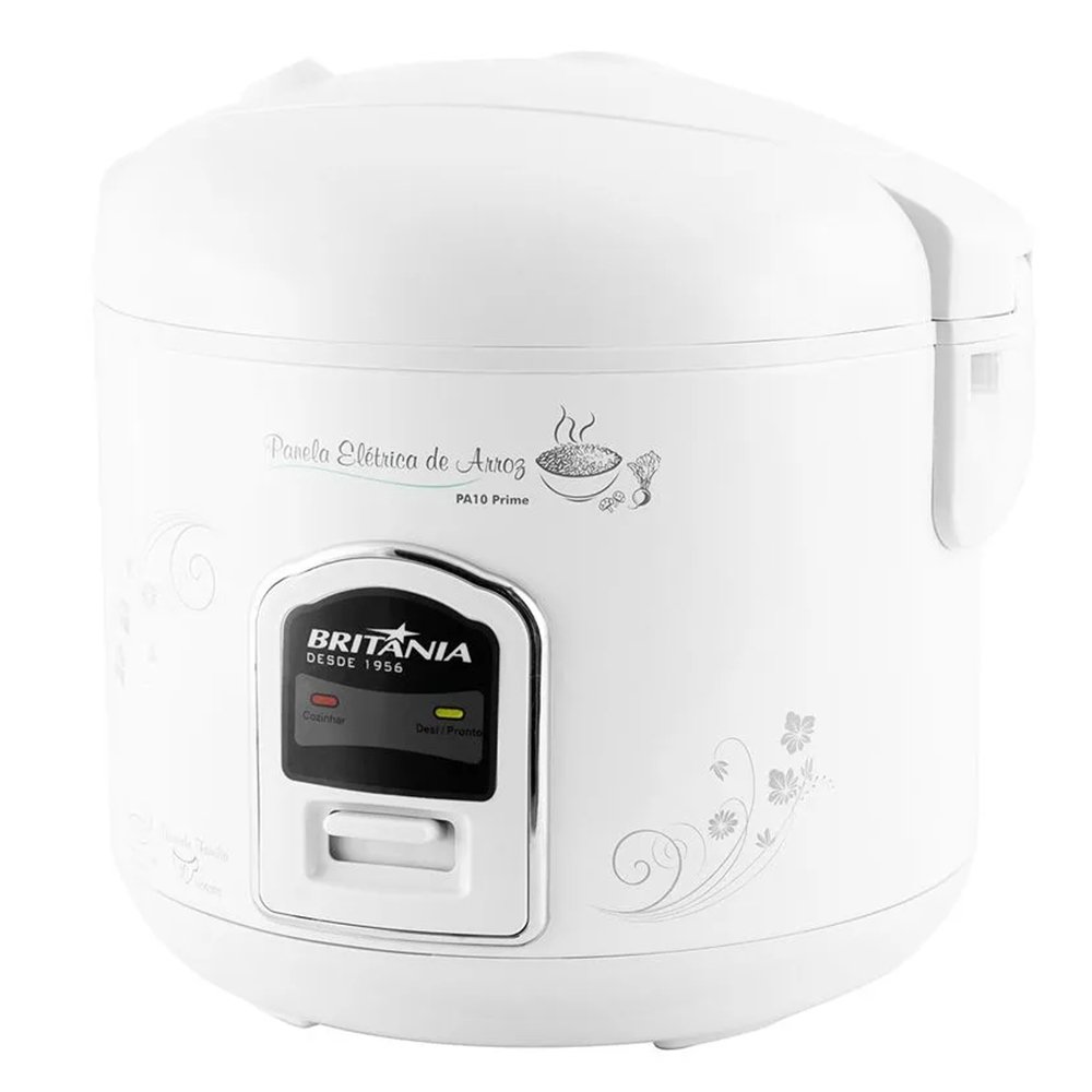 Panela de Arroz Elétrica Britânia PA10 10 Xícaras, Branca, 220V