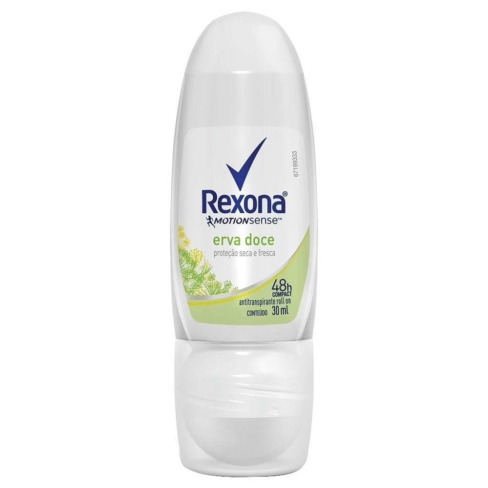 Desodorante Rexona Roll On Compact Erva Doce 30ml Embalagem com 6 Unidades