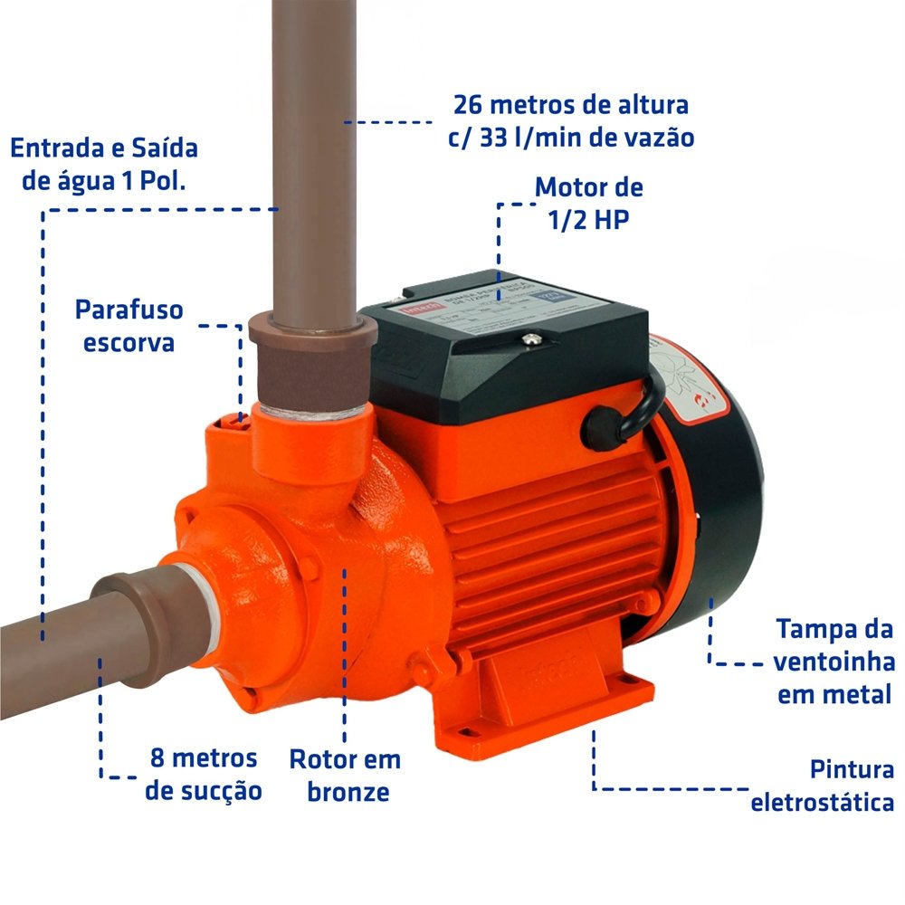 Bomba Periférica Intech Machine 1/2CV BP500 220V