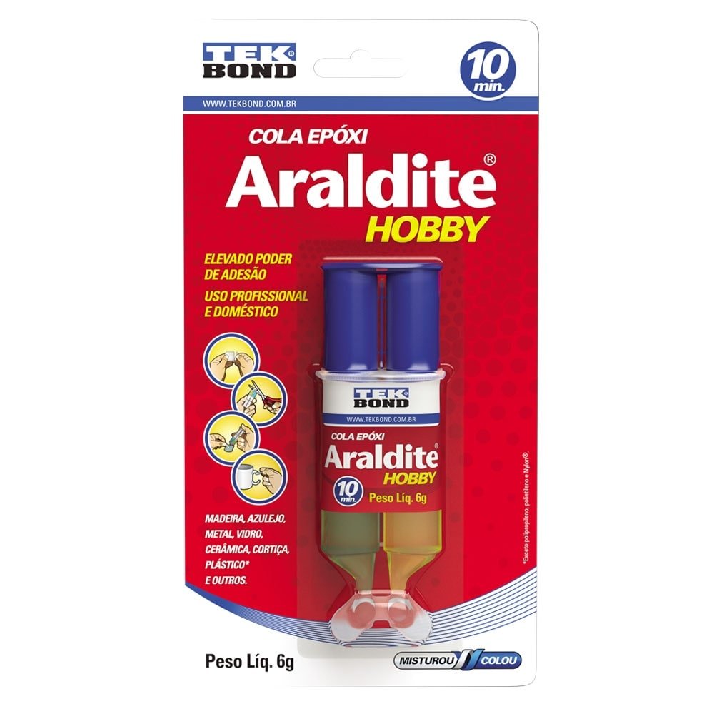 Cola Araldite Tekbond Hobby 10 Minutos Seringa SM 6g - Embalagem com 12 Unidades