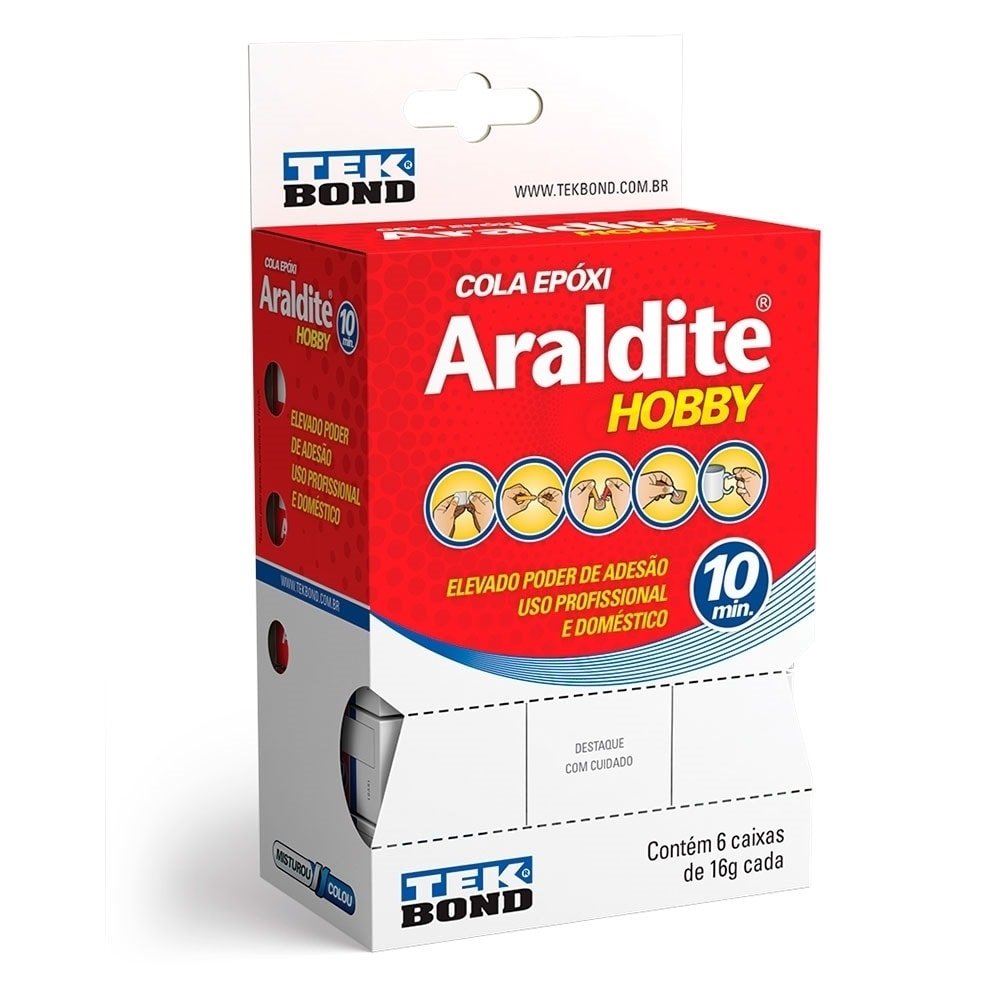 Cola Araldite Tekbond Hobby 10 Minutos 16g - Embalagem com 6 Unidades