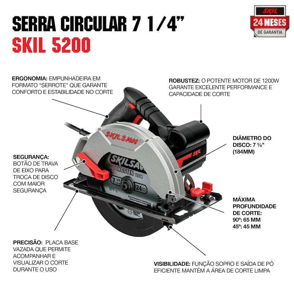 Serra Circular Skil 5200, 5000Rpm, 1200W 110V