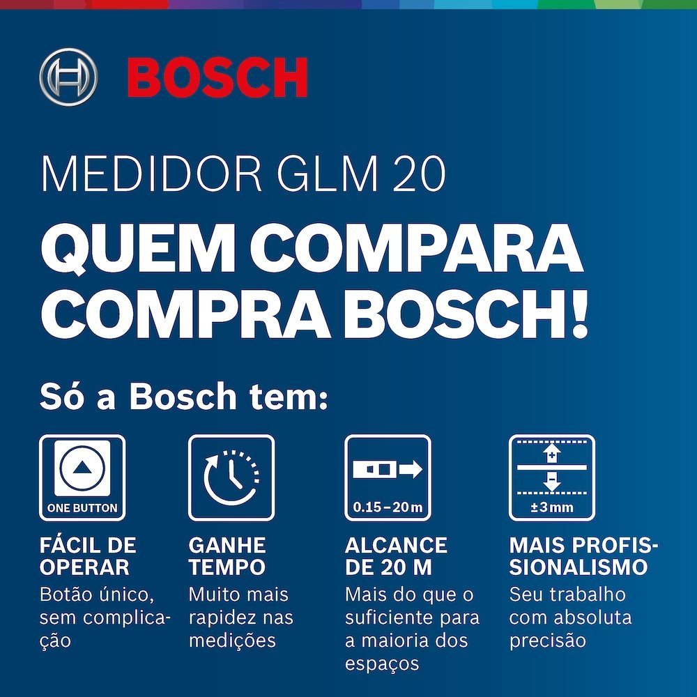 Trena a Laser Bosch GLM20 com Bateria 20m