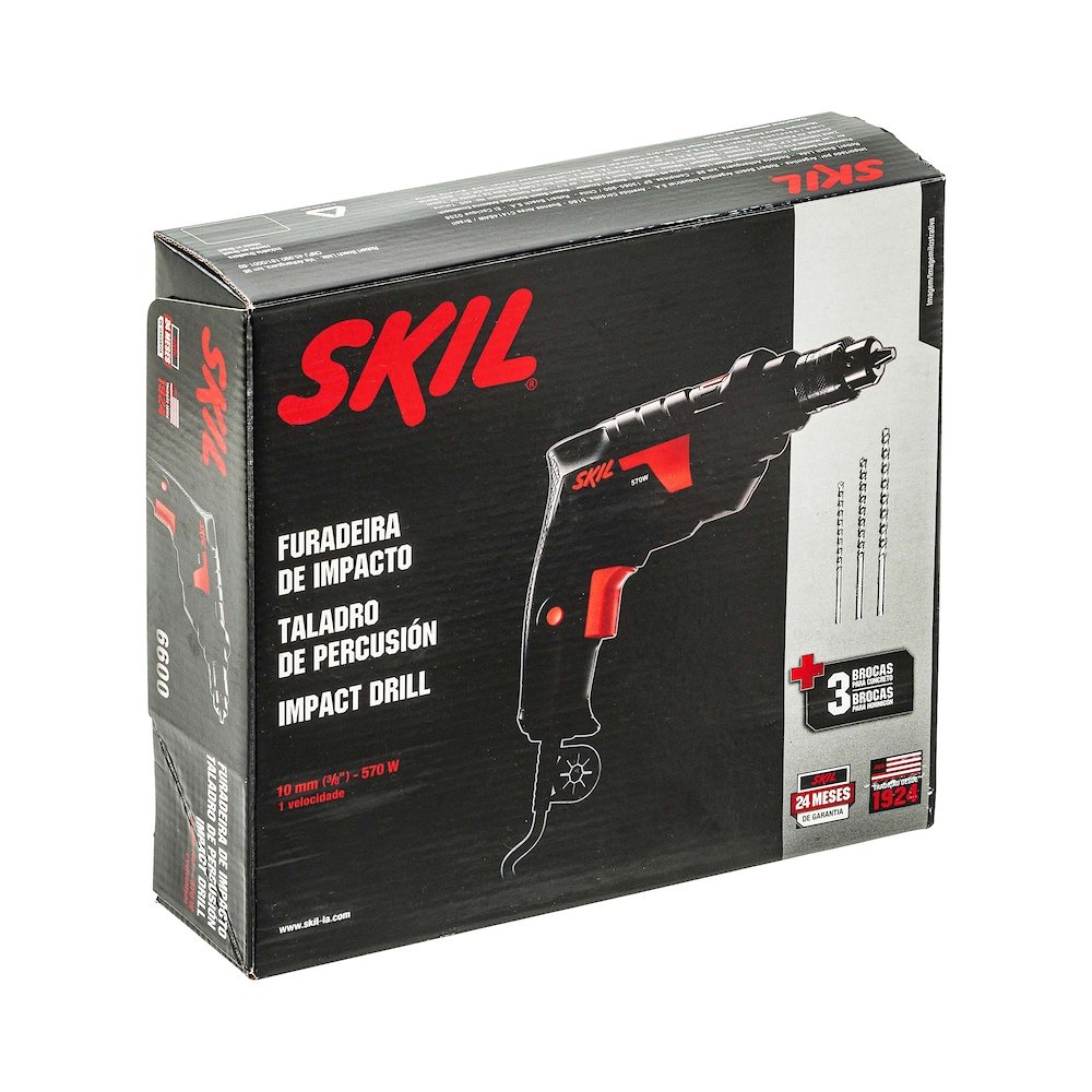 Furadeira de Impacto Skil 3/8 6600 570W 1 Velocidade + 3 Brocas 220V