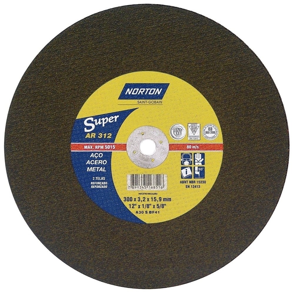 Disco de Corte Norton 12P AR312 300x3,2x15,87 Super Embalagem com 10 Unidades