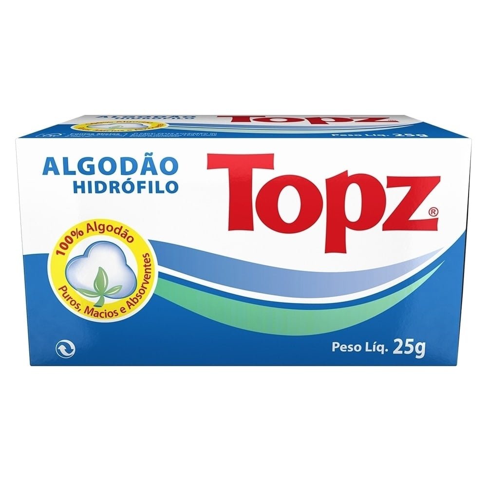 Algodão Topz Rolo Hidrófilo 25g Embalagem com 40 Unidades