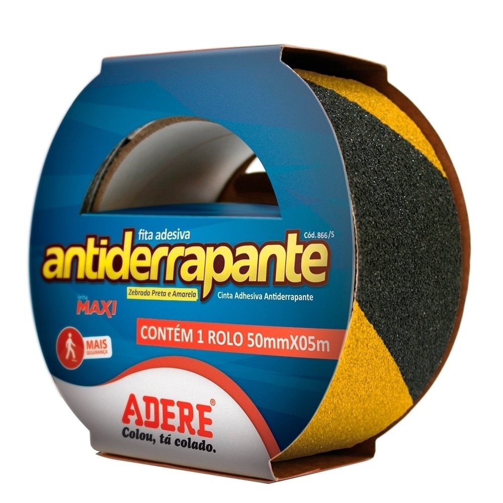 Fita Antiderrapante Adere 50mmx5m Preto/Amarelo