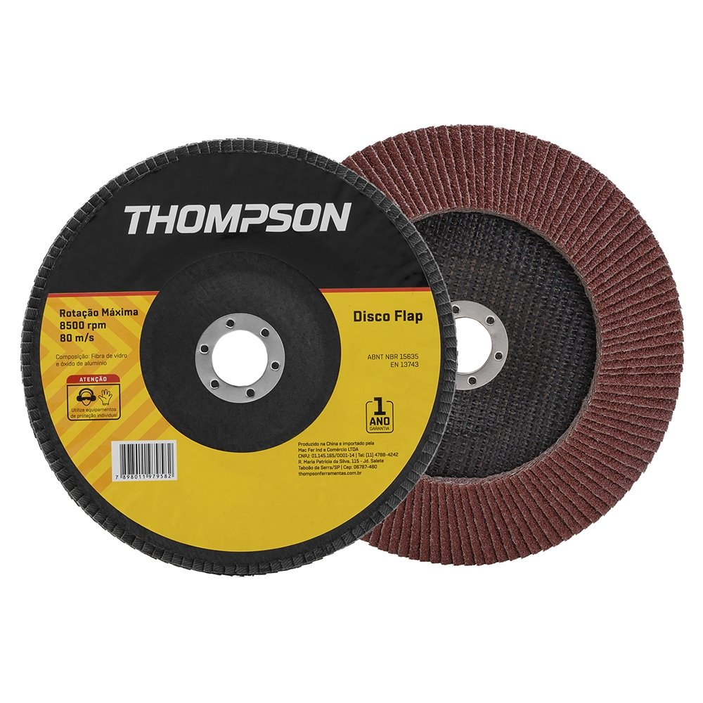 Disco Flap Thompson 4.1/2P G60 Embalagem com 10 Unidades
