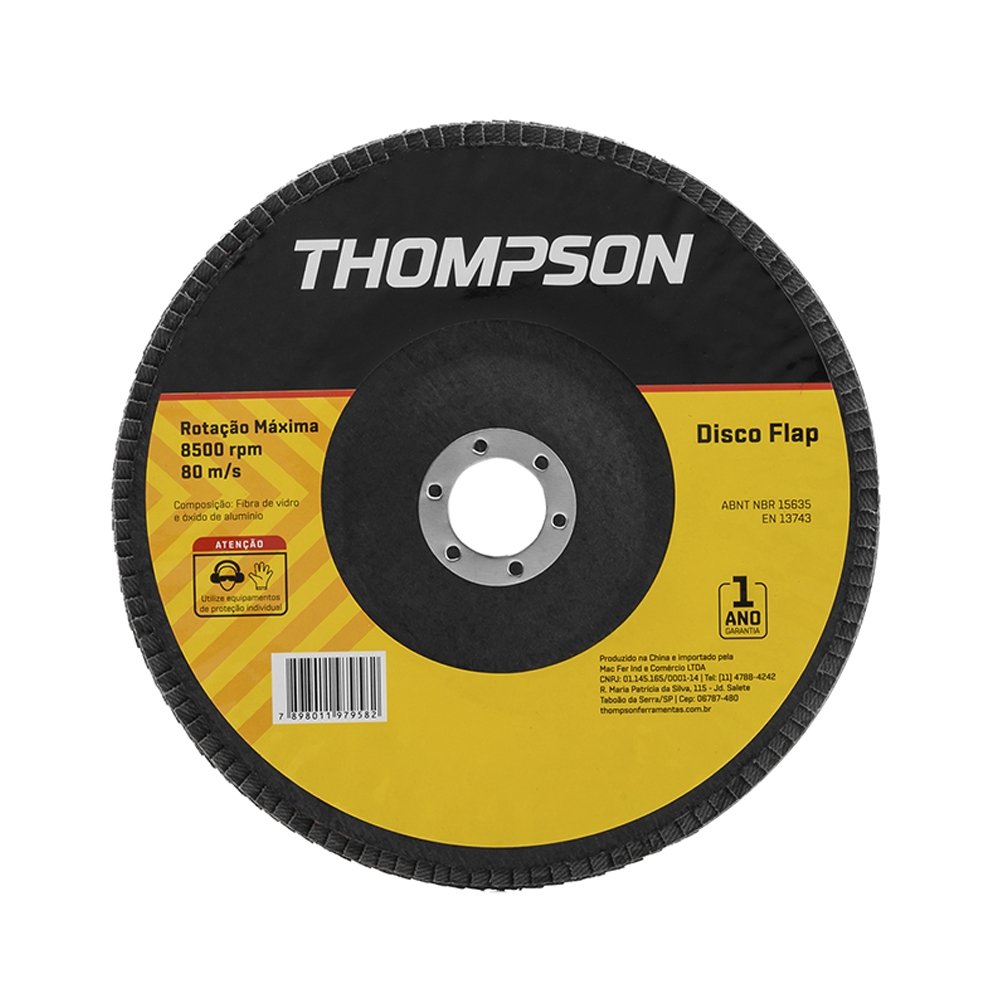 Disco Flap Thompson 7P G80 Embalagem com 5 Unidades