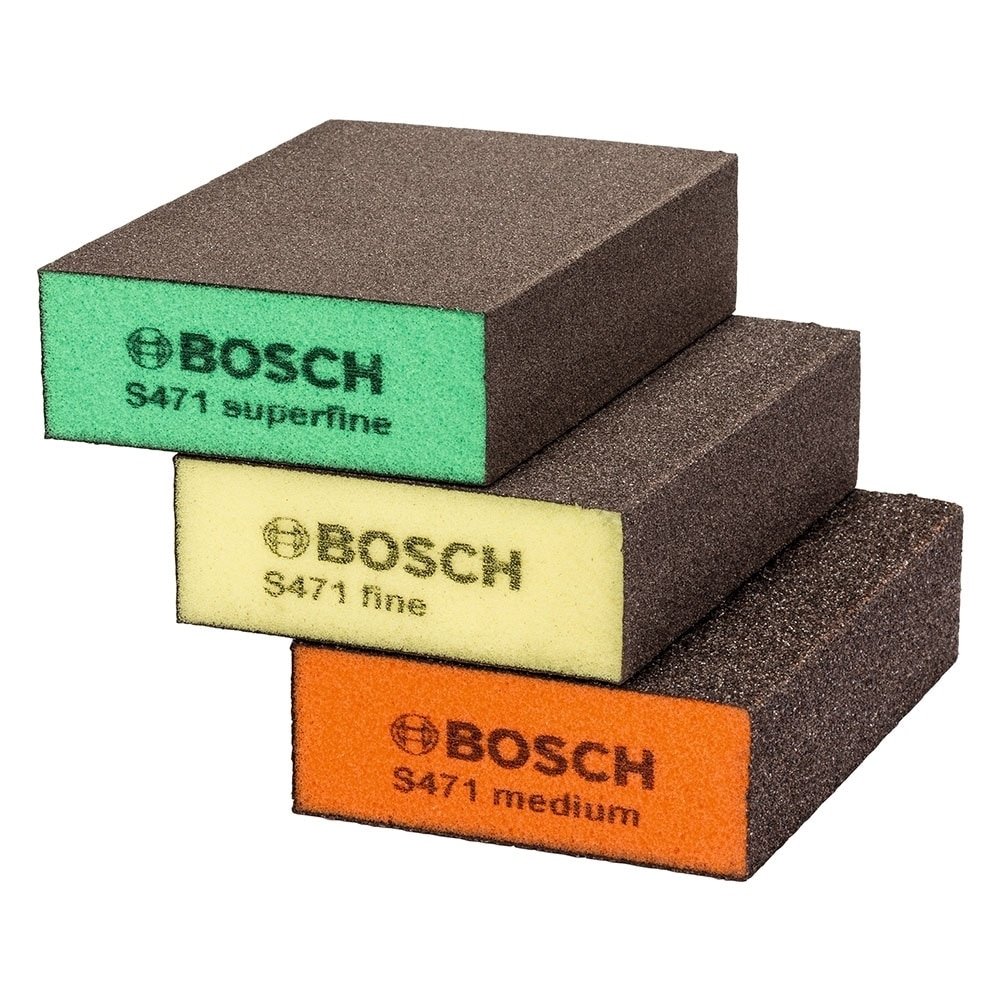 Jogo de Esponjas Abrasivas Bosch para Lixamento Cantos e Detalhes 3 Peças