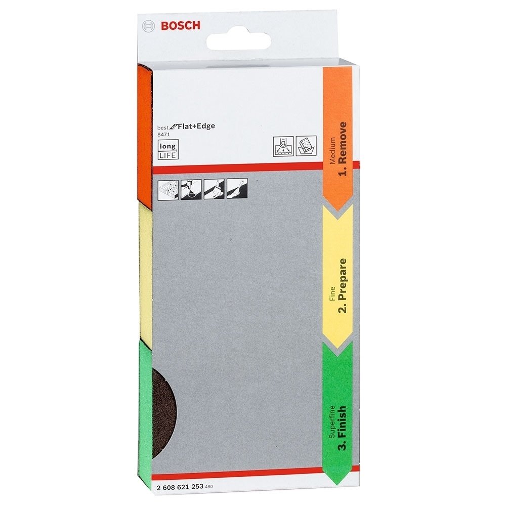Jogo de Esponjas Abrasivas Bosch para Lixamento Cantos e Detalhes 3 Peças