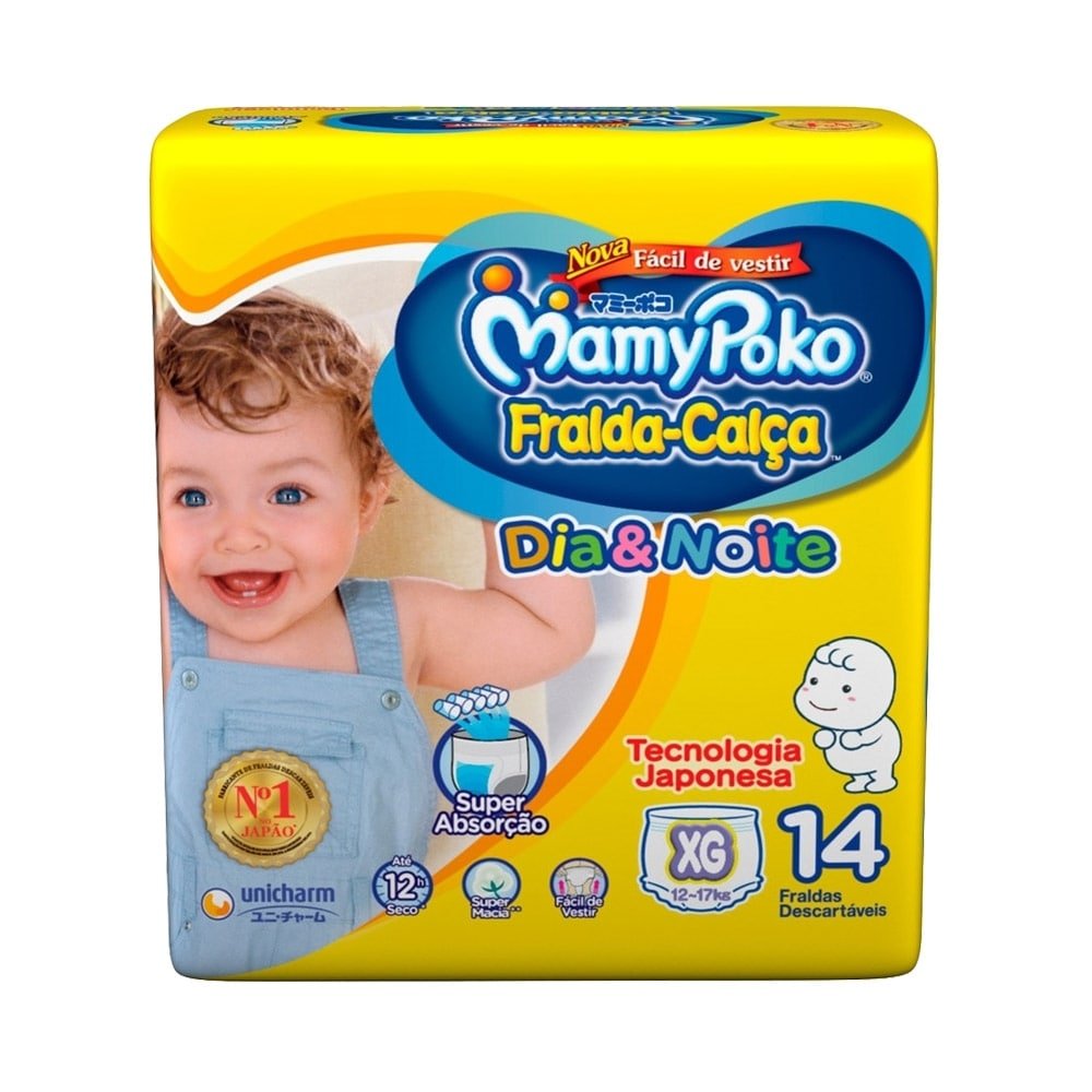 Fralda Descartável MamyPoko Calça Dia & Noite Tamanho XG - 6 Pacotes com 14 Fraldas - Total 84 Tiras