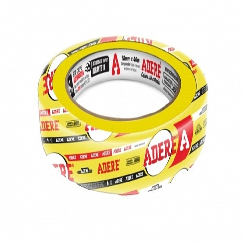 Fita Crepe Adere Auta Resistência Automotiva Amarela A128/RA 24mm x 40m