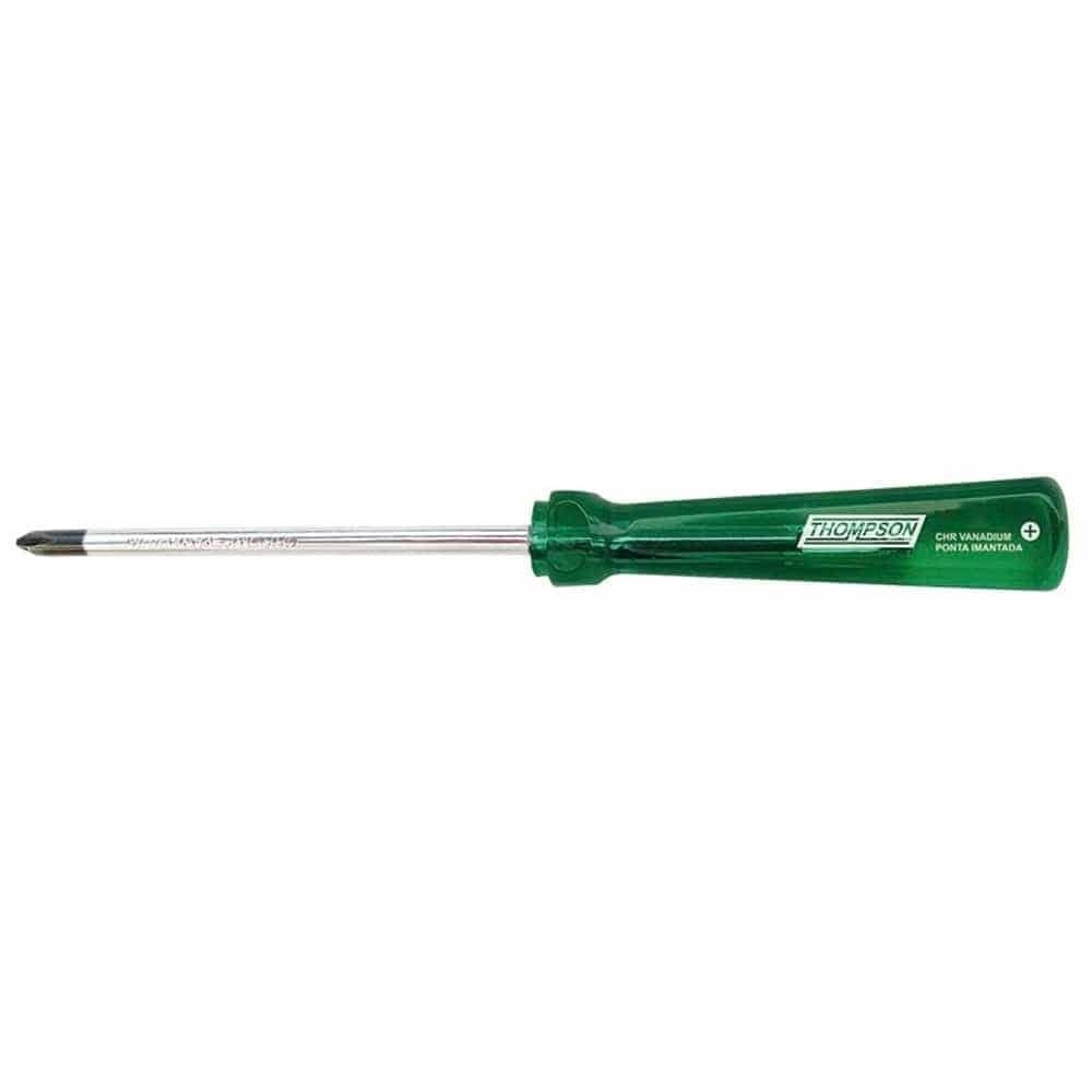 Chave Philips Thompson 1/4X4P Profissional Cromo Vanadio Cabo Verde - Embalagem com 6 Unidades