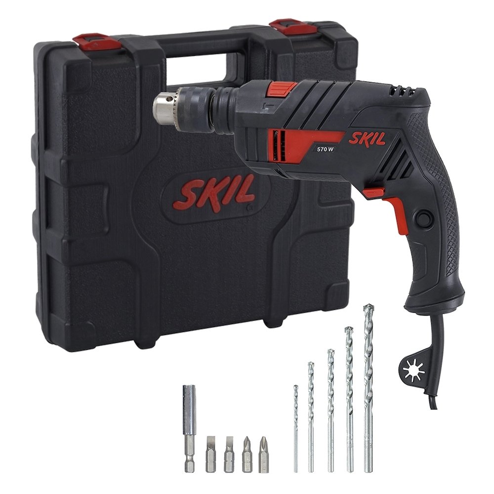 Furadeira de Impacto Skil 1/2 6555 570W VVR + 10 Acessórios com Maleta 220V