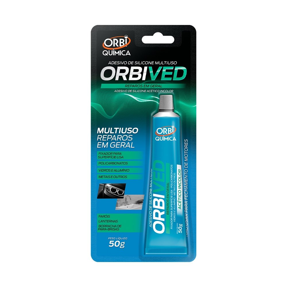 Silicone Acético Orbived Transparente SM 50g - Embalagem com 12 Unidades
