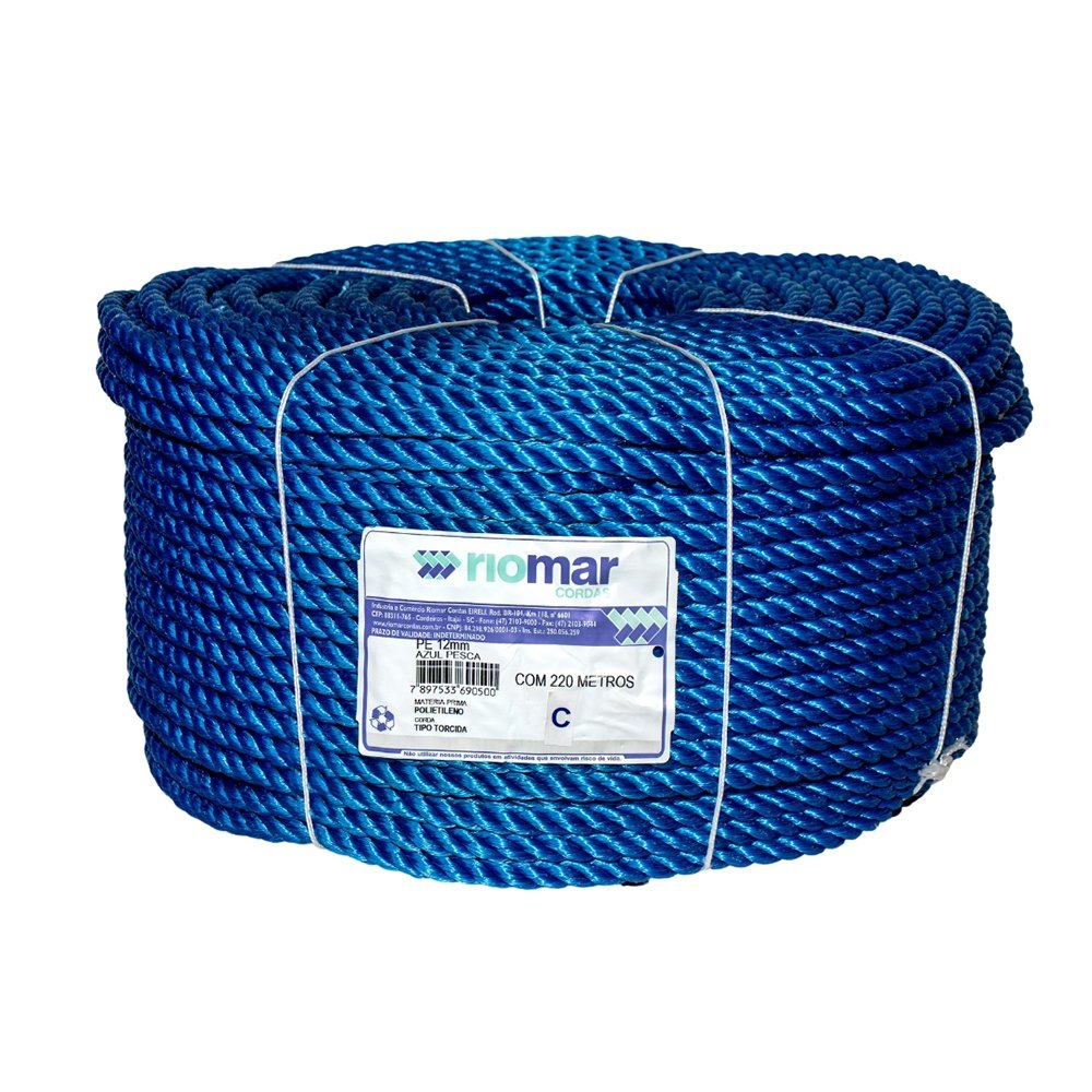 Corda Torcida Riomar Polietileno Pesca 12mmx220m Azul