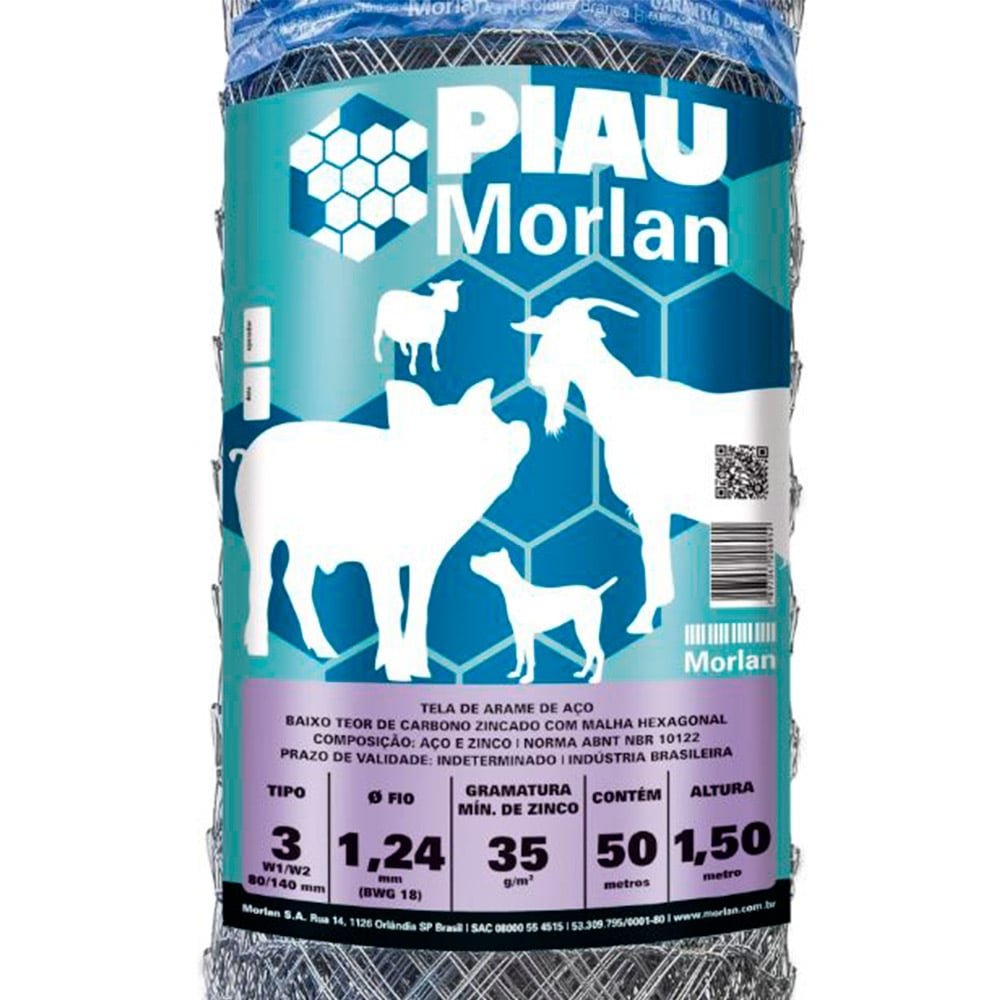 Tela Piau Morlan para Mangueirão 3x18x1,50m 50m