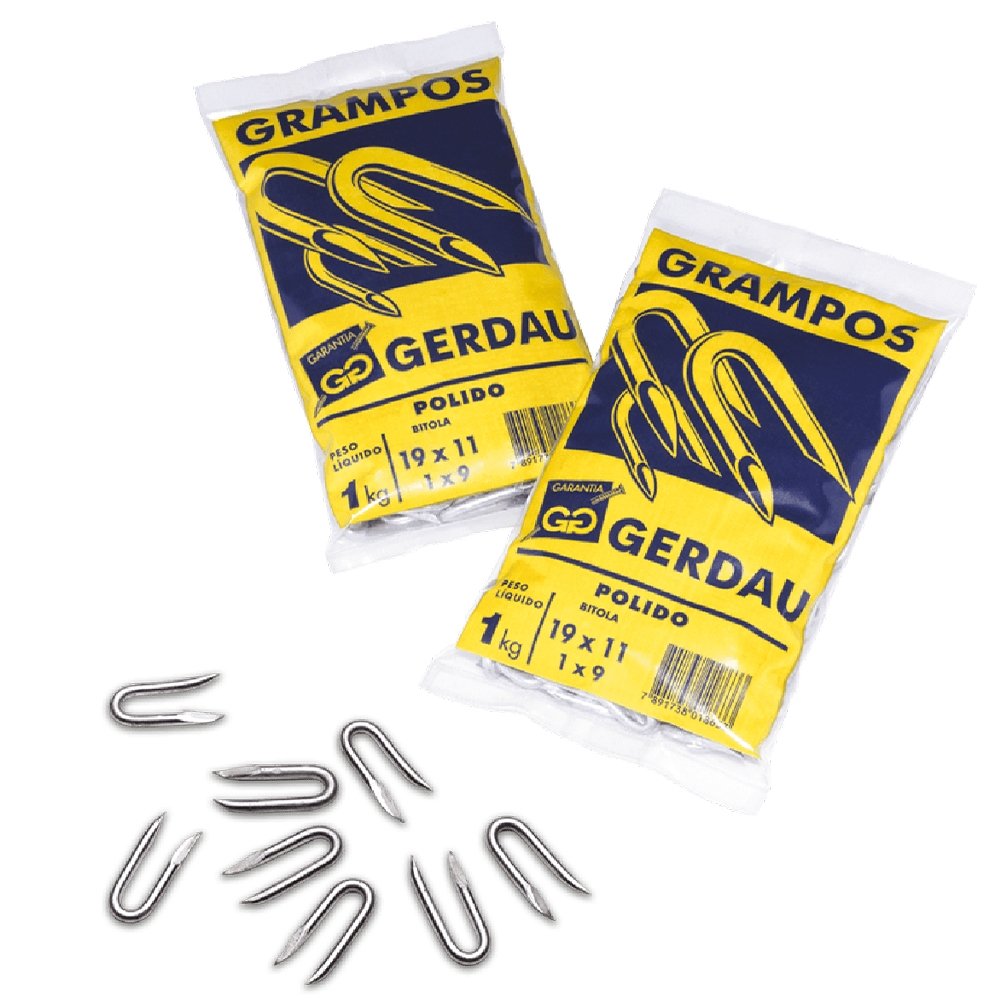 Grampo Gerdau Polido 7/8x9P 1kg - Embalagem com 20 Unidades
