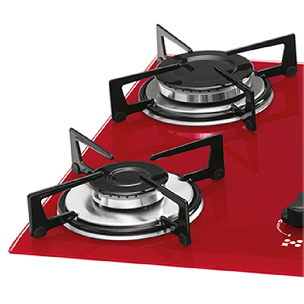 Cooktop a Gás 5 Bocas, Fischer 1743, Tripla Chama, Rouge Vermelho, Bivolt