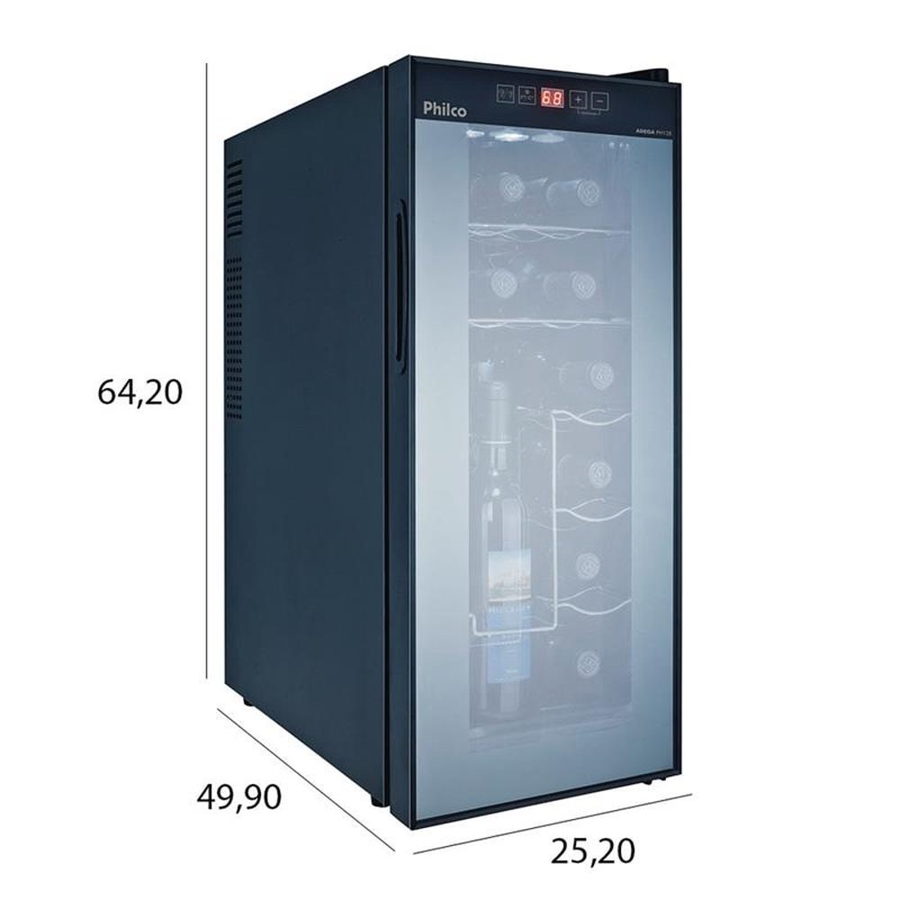Adega de Vinhos 12 Garrafas, Philco, PH12E, Preta, 220V