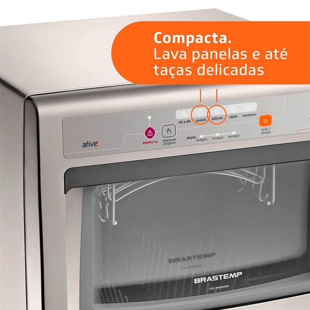 Lava-Louças Brastemp BLF08AS 8 Serviços, 5 Ciclos de Lavagem, Compacta com Ciclo Pesado, Prata, 110V