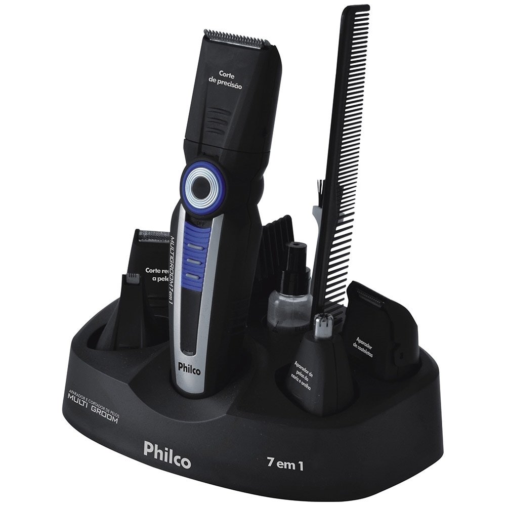 Aparador de Pelos Philco Multi Groom, 7 em 1, Sem Fio, Bivolt