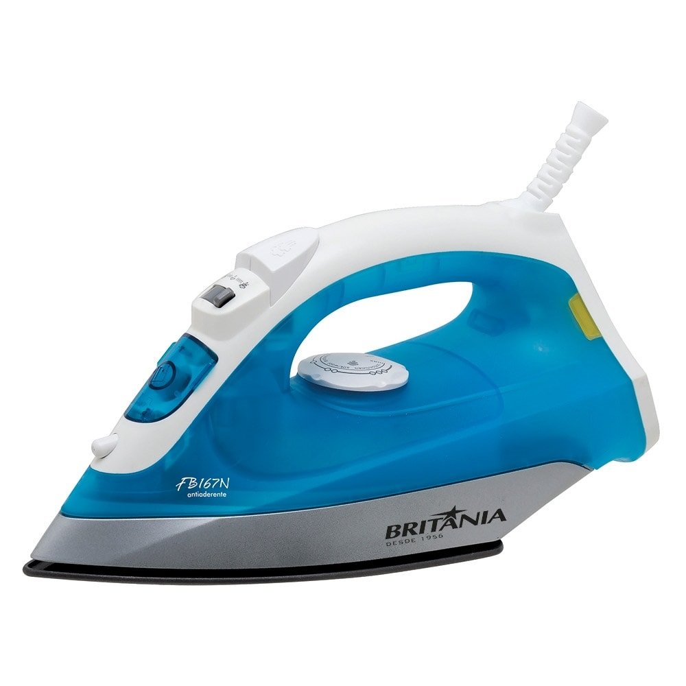 Ferro de Passar a Vapor Britânia FB167N - Base Antiaderente, Azul, 220V